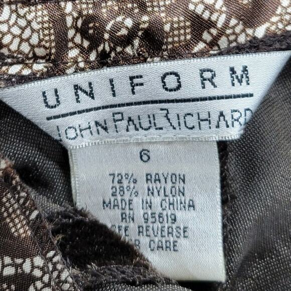 VTG John Paul Richard Velvet Skirt Womens 6 Brown Burnout Drop Waist Pleated Y2K - Picture 2 of 12